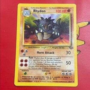 Rhydon Pokemon Card 45/64 Jungle Set Unlimited 1999 Vintage